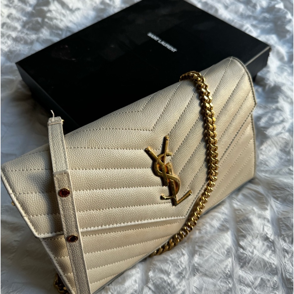 YSL WALLET ON CHAIN BEIGE